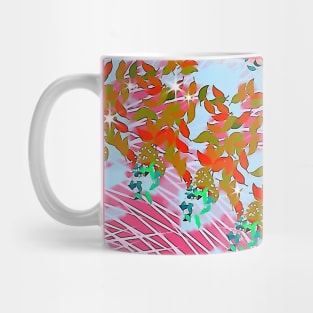 Woven bamboo panels with magic flowers crawling all over them. Mug